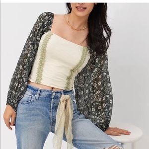 Anthropologie Smocked Balloon Sleeve top